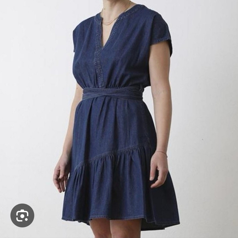 XiRENA Denim Dark Blue Faux Wrap Dress